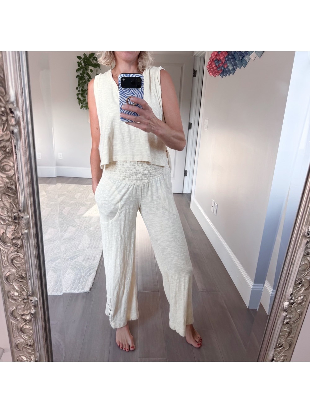 FP Beach Women's Cream Color Cotton Lounge Set XS